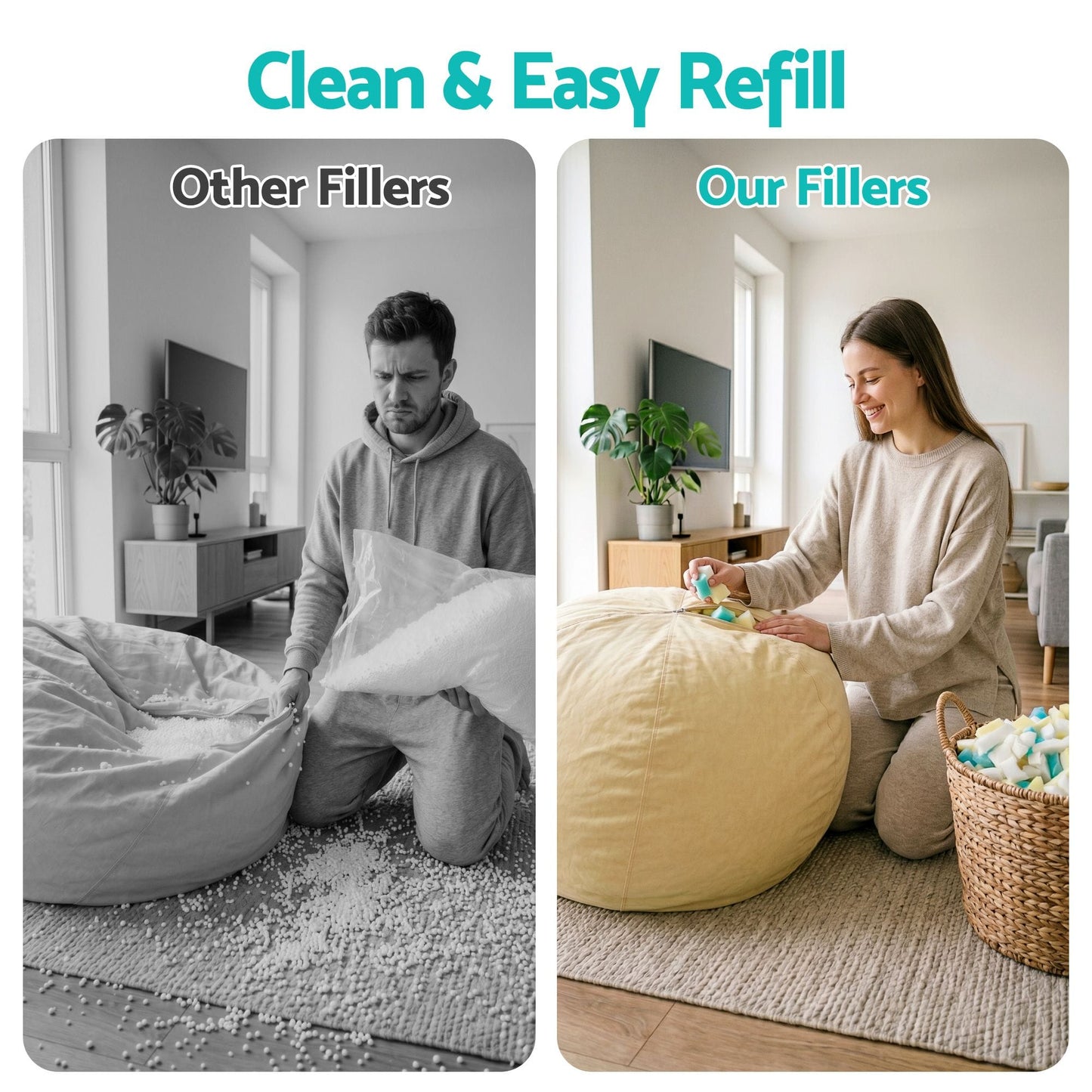 Alona.com.au Furniture > Sofas > Sofa Accessories Artiss 5lbs (2.2KG) Bean Bag Filler Shredded Memory Foam Filling High Density Soft Pillow Stuffing for Bean Bag Chair, Couch Cushion, Dog Bed, Stuffed Animals and Arts Crafts