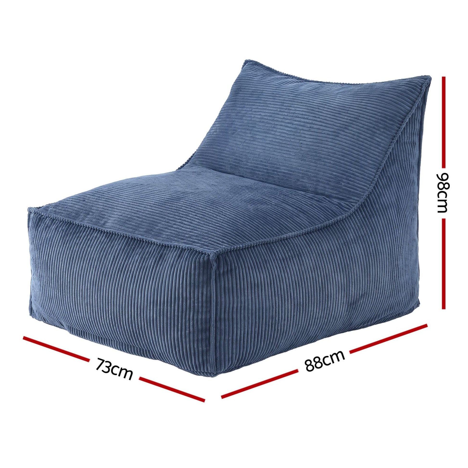 Alona.com.au Furniture > Sofas > Sofa Accessories Artiss Bean Bag Chair Cover (No Filler) Soft Corduroy Stuffed Animal Storage Bean Bag Cover for Adults, Washable Lazy Sofa Cover for Living Room Bedroom, Blue