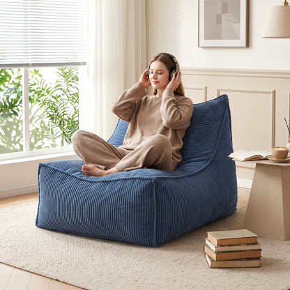 Alona.com.au Furniture > Sofas > Sofa Accessories Artiss Bean Bag Chair Cover (No Filler) Soft Corduroy Stuffed Animal Storage Bean Bag Cover for Adults, Washable Lazy Sofa Cover for Living Room Bedroom, Blue