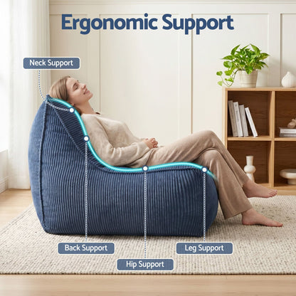 Alona.com.au Furniture > Sofas > Sofa Accessories Artiss Bean Bag Chair Cover (No Filler) Soft Corduroy Stuffed Animal Storage Bean Bag Cover for Adults, Washable Lazy Sofa Cover for Living Room Bedroom, Blue