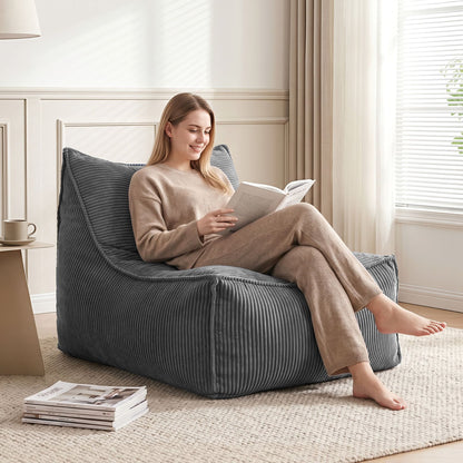 Alona.com.au Furniture > Sofas > Sofa Accessories Artiss Bean Bag Chair Cover (No Filler) Soft Corduroy Stuffed Animal Storage Bean Bag Cover for Adults, Washable Lazy Sofa Cover for Living Room Bedroom, Grey