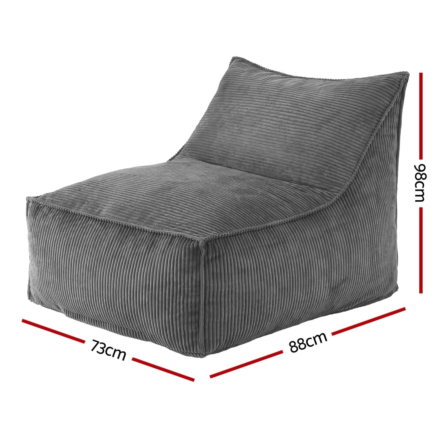 Alona.com.au Furniture > Sofas > Sofa Accessories Artiss Bean Bag Chair Cover (No Filler) Soft Corduroy Stuffed Animal Storage Bean Bag Cover for Adults, Washable Lazy Sofa Cover for Living Room Bedroom, Grey