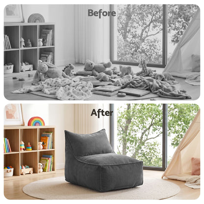 Alona.com.au Furniture > Sofas > Sofa Accessories Artiss Bean Bag Chair Cover (No Filler) Soft Corduroy Stuffed Animal Storage Bean Bag Cover for Adults, Washable Lazy Sofa Cover for Living Room Bedroom, Grey