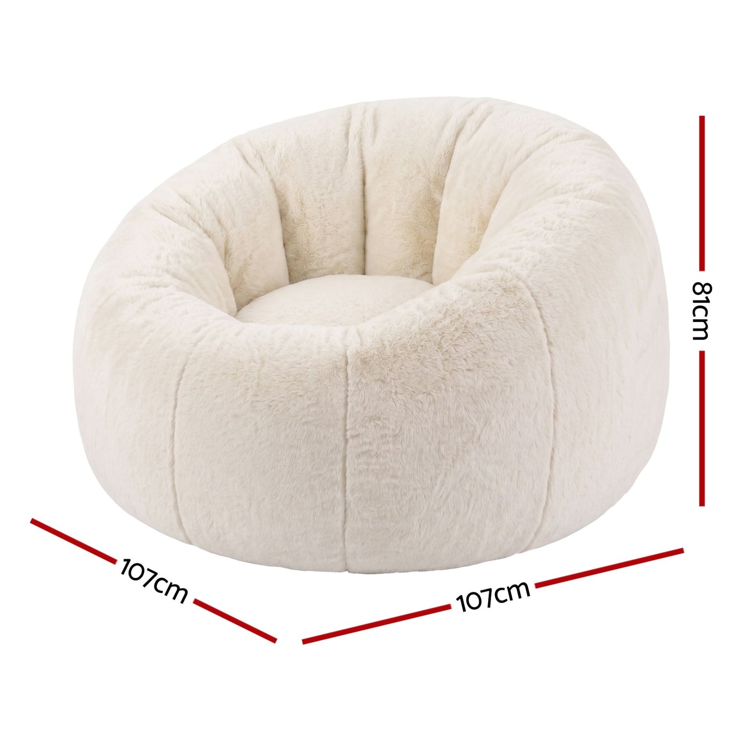Alona.com.au Furniture > Sofas > Sofa Accessories Artiss Bean Bag Chair Cover (No Filler) Soft Faux Fur Beanbag Cover Large Round Stuffed Animal Storage Bean Bag Cover Washable Lazy Sofa Cover for Adults Kids Teens, Beige