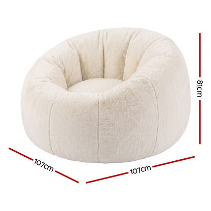 Alona.com.au Furniture > Sofas > Sofa Accessories Artiss Bean Bag Chair Cover (No Filler) Soft Faux Fur Beanbag Cover Large Round Stuffed Animal Storage Bean Bag Cover Washable Lazy Sofa Cover for Adults Kids Teens, Beige