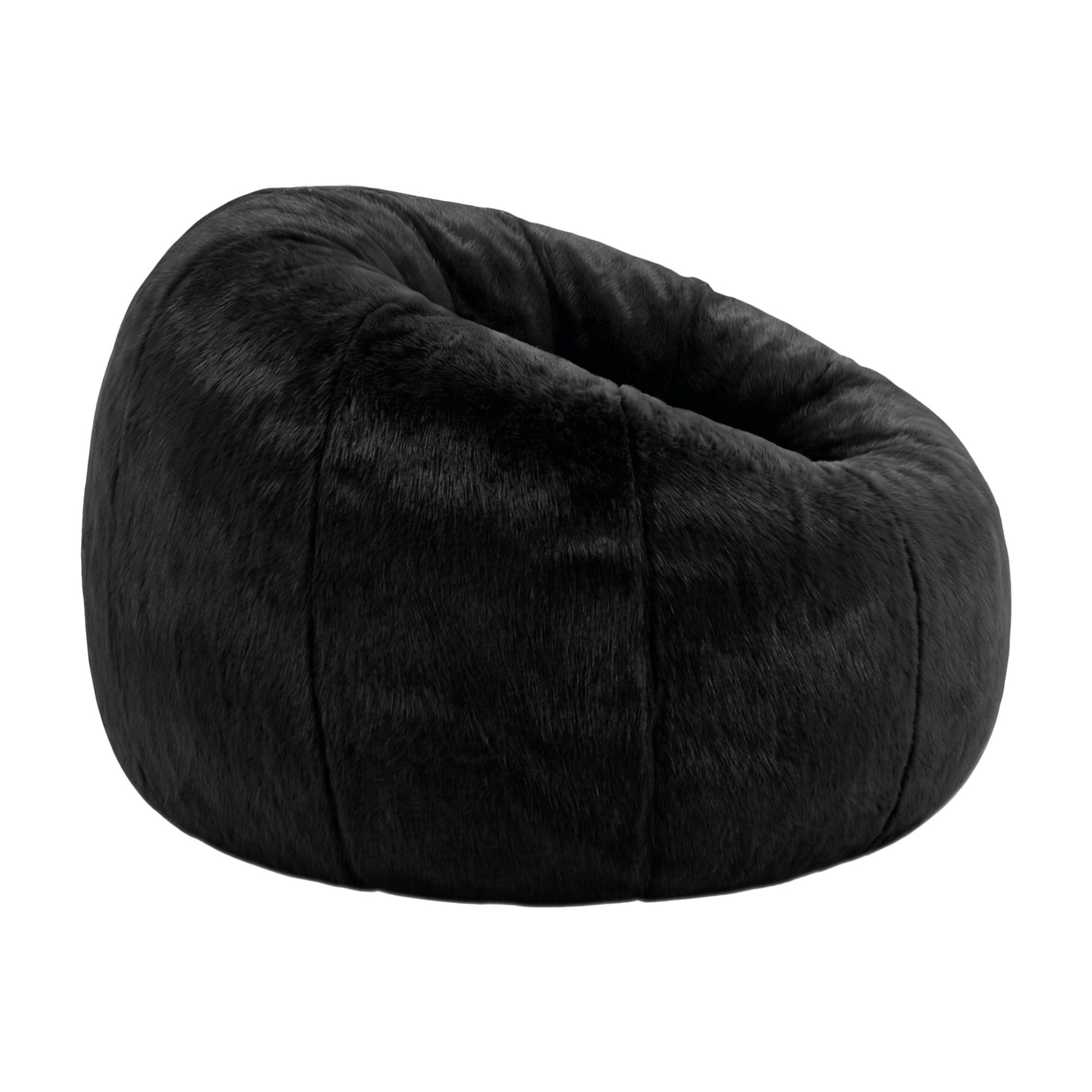 Alona.com.au Furniture > Sofas > Sofa Accessories Artiss Bean Bag Chair Cover (No Filler) Soft Faux Fur Beanbag Cover Large Round Stuffed Animal Storage Bean Bag Cover Washable Lazy Sofa Cover for Adults Kids Teens, Black