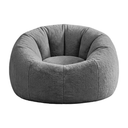 Alona.com.au Furniture > Sofas > Sofa Accessories Artiss Bean Bag Chair Cover (No Filler) Soft Faux Fur Beanbag Cover Large Round Stuffed Animal Storage Bean Bag Cover Washable Lazy Sofa Cover for Adults Kids Teens, Grey