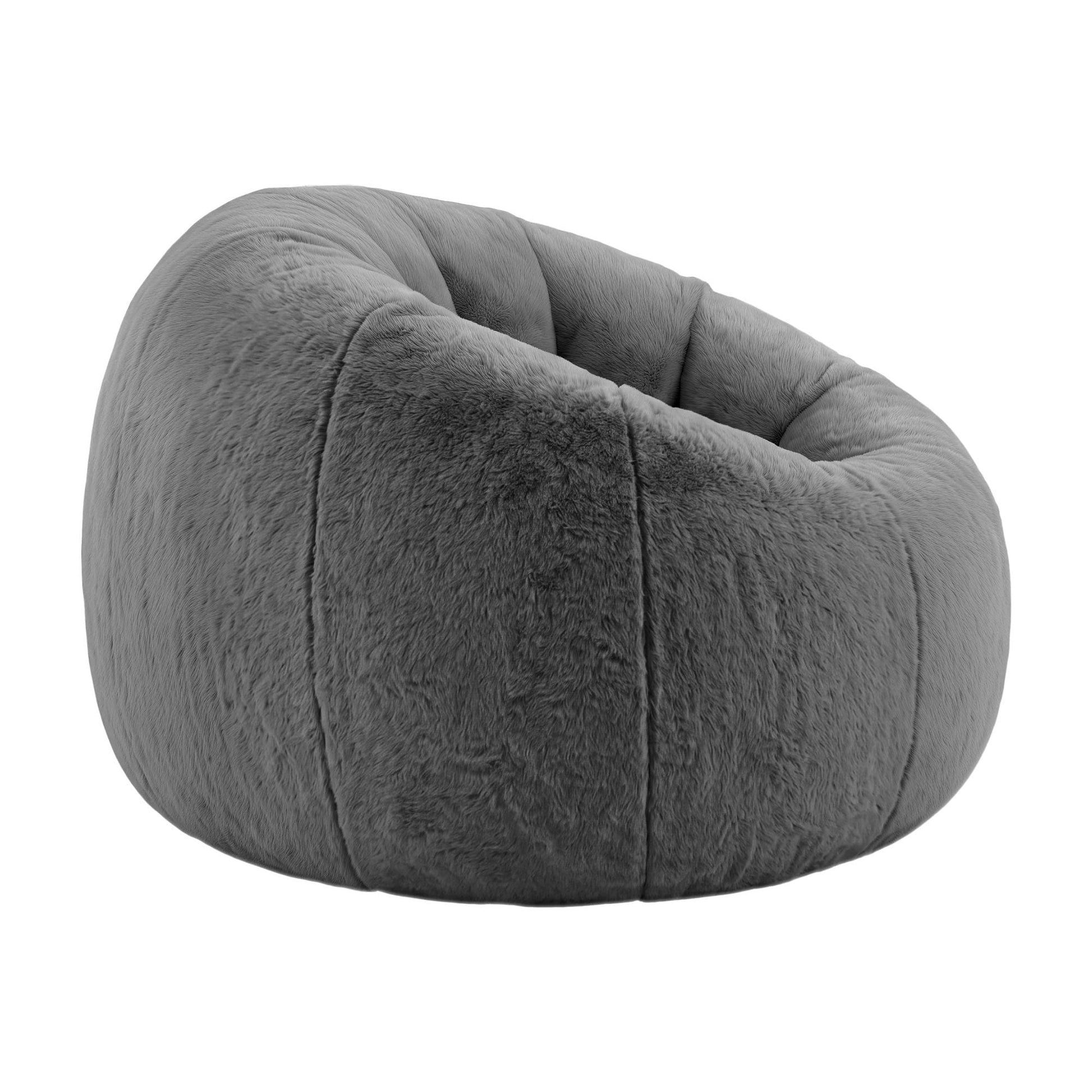 Alona.com.au Furniture > Sofas > Sofa Accessories Artiss Bean Bag Chair Cover (No Filler) Soft Faux Fur Beanbag Cover Large Round Stuffed Animal Storage Bean Bag Cover Washable Lazy Sofa Cover for Adults Kids Teens, Grey
