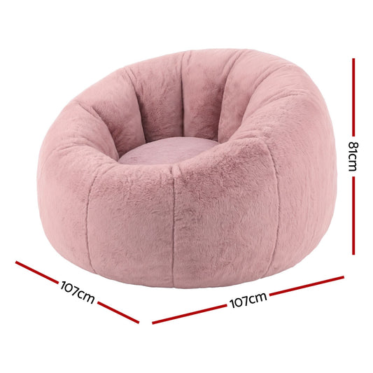 Alona.com.au Furniture > Sofas > Sofa Accessories Artiss Bean Bag Chair Cover (No Filler) Soft Faux Fur Beanbag Cover Large Round Stuffed Animal Storage Bean Bag Cover Washable Lazy Sofa Cover for Adults Kids Teens, Pink