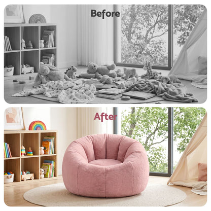 Alona.com.au Furniture > Sofas > Sofa Accessories Artiss Bean Bag Chair Cover (No Filler) Soft Faux Fur Beanbag Cover Large Round Stuffed Animal Storage Bean Bag Cover Washable Lazy Sofa Cover for Adults Kids Teens, Pink