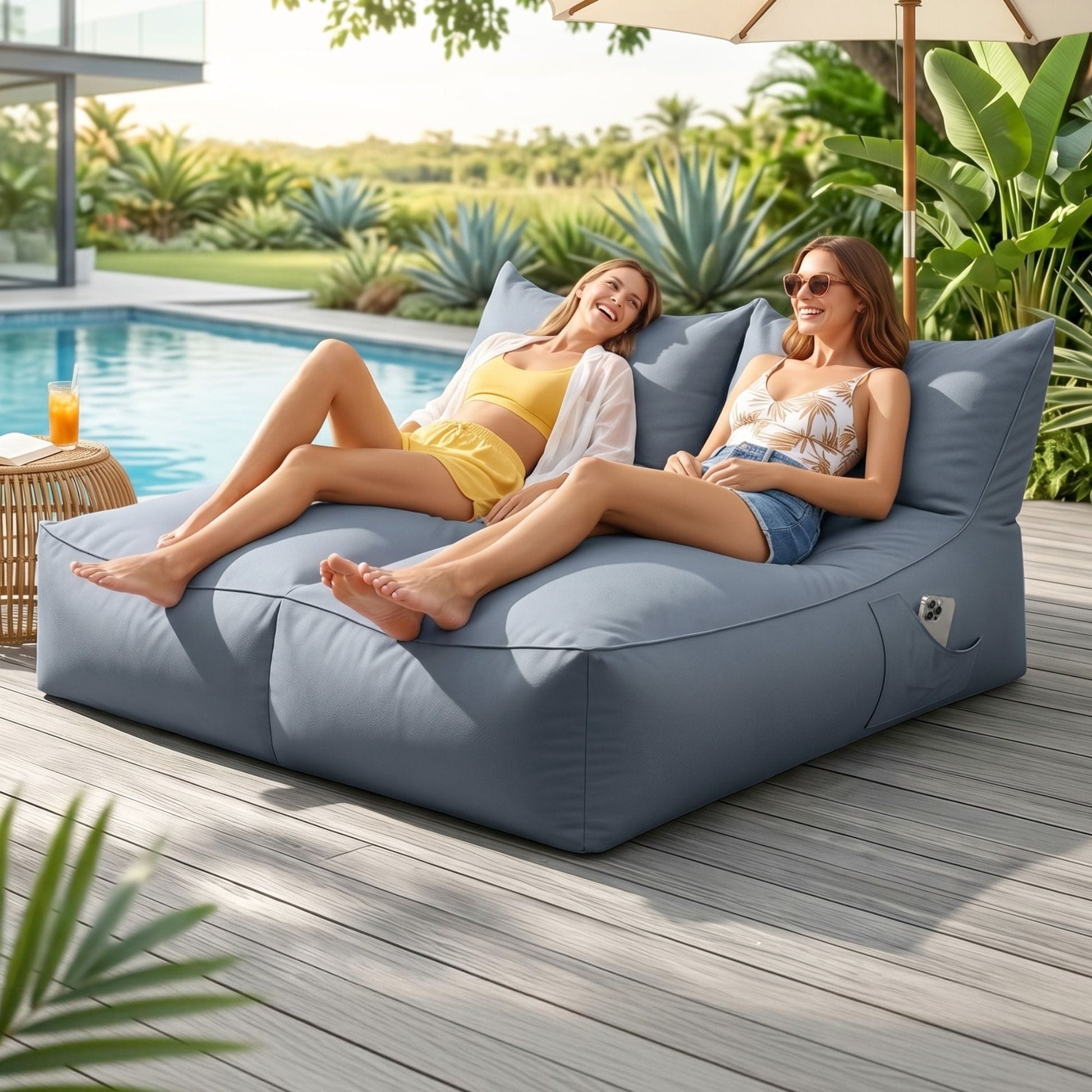 Alona.com.au Furniture > Sofas > Sofa Accessories Artiss Outdoor Bean Bag Chair Cover (No Filler) 2 Seater Beanbag Lounge Sofacover Adults Splash-Proof Large Bean Bag Cover for Patio Poolside Relaxing Indoor, Grey