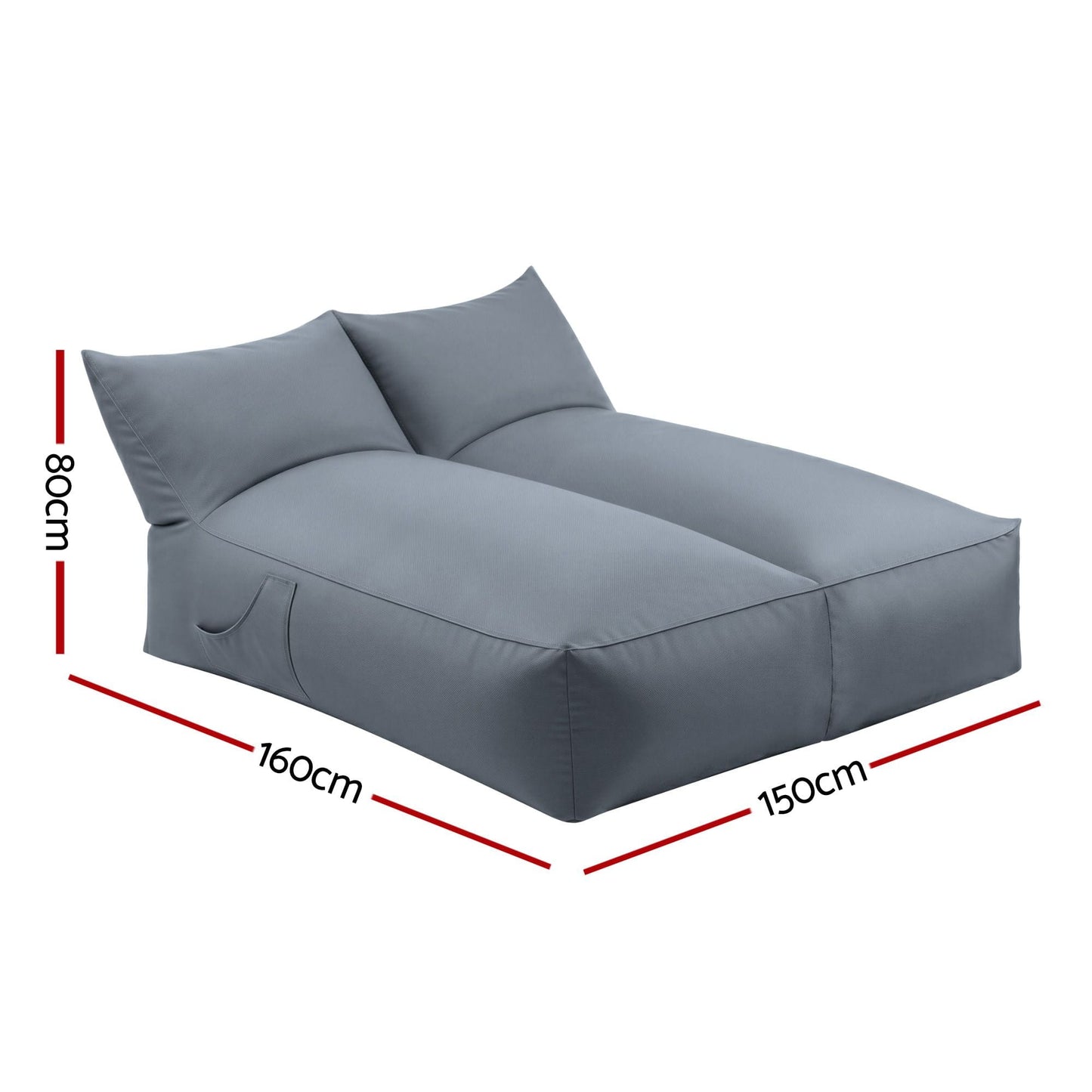 Alona.com.au Furniture > Sofas > Sofa Accessories Artiss Outdoor Bean Bag Chair Cover (No Filler) 2 Seater Beanbag Lounge Sofacover Adults Splash-Proof Large Bean Bag Cover for Patio Poolside Relaxing Indoor, Grey