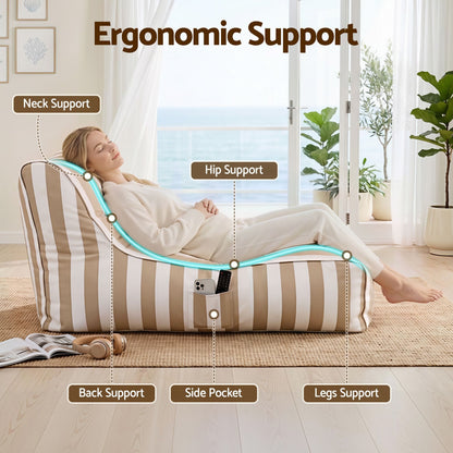 Alona.com.au Furniture > Sofas > Sofa Accessories Artiss Outdoor Bean Bag Chair Cover (No Filler) Splash-Proof Beanbag Lounge Sofacover Stuffed Animal Storage Bean Bag Cover for Patio Poolside Relaxing, Taupe