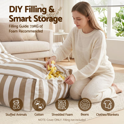 Alona.com.au Furniture > Sofas > Sofa Accessories Artiss Outdoor Bean Bag Chair Cover (No Filler) Splash-Proof Beanbag Lounge Sofacover Stuffed Animal Storage Bean Bag Cover for Patio Poolside Relaxing, Taupe