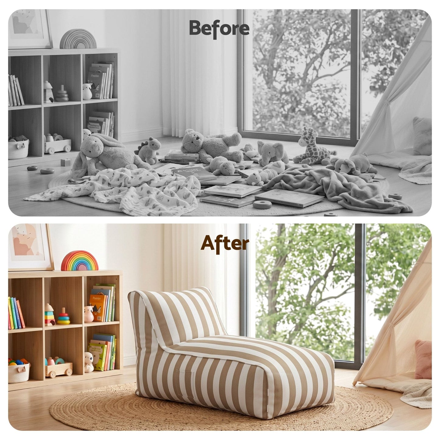 Alona.com.au Furniture > Sofas > Sofa Accessories Artiss Outdoor Bean Bag Chair Cover (No Filler) Splash-Proof Beanbag Lounge Sofacover Stuffed Animal Storage Bean Bag Cover for Patio Poolside Relaxing, Taupe