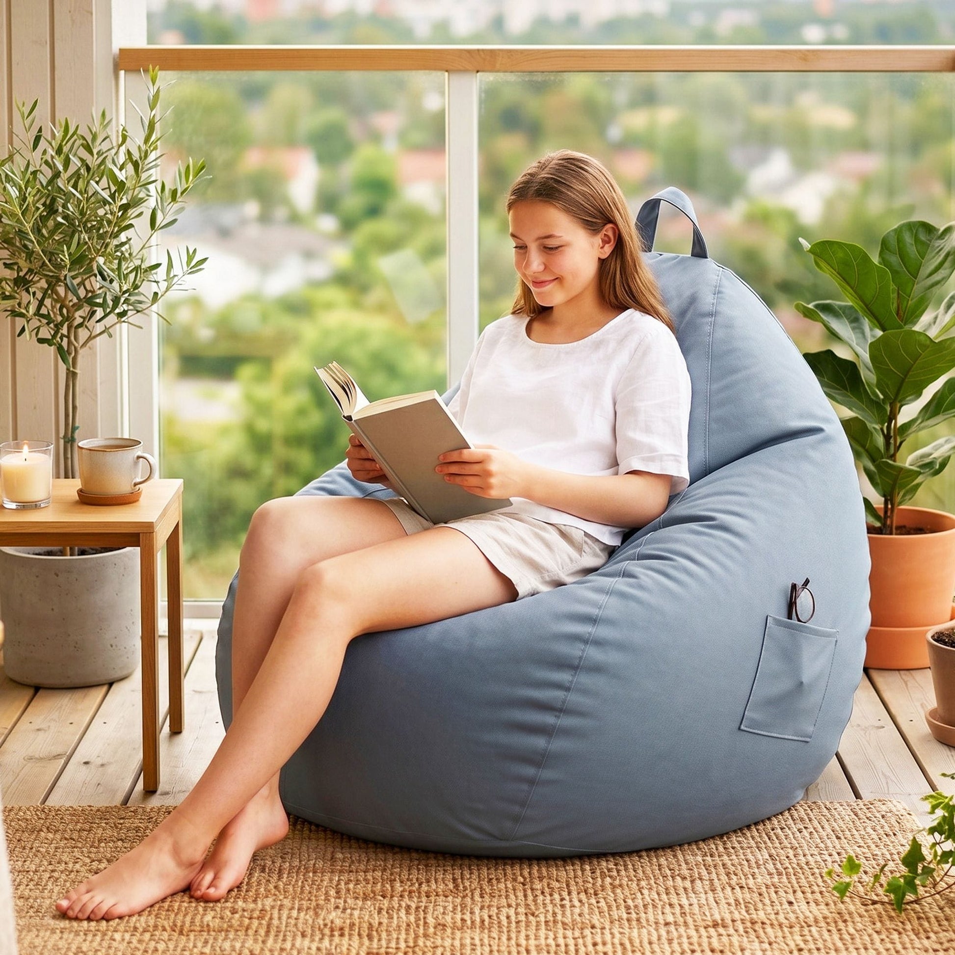Alona.com.au Furniture > Sofas > Sofa Accessories Artiss Outdoor Bean Bag Chair Cover (No Filler) Splash-Proof Beanbag Sofacover for Adults Teens Kids Stuffable Bean Bag Cover for Patio Poolside Relaxing, Grey