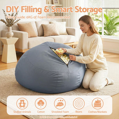 Alona.com.au Furniture > Sofas > Sofa Accessories Artiss Outdoor Bean Bag Chair Cover (No Filler) Splash-Proof Beanbag Sofacover for Adults Teens Kids Stuffable Bean Bag Cover for Patio Poolside Relaxing, Grey
