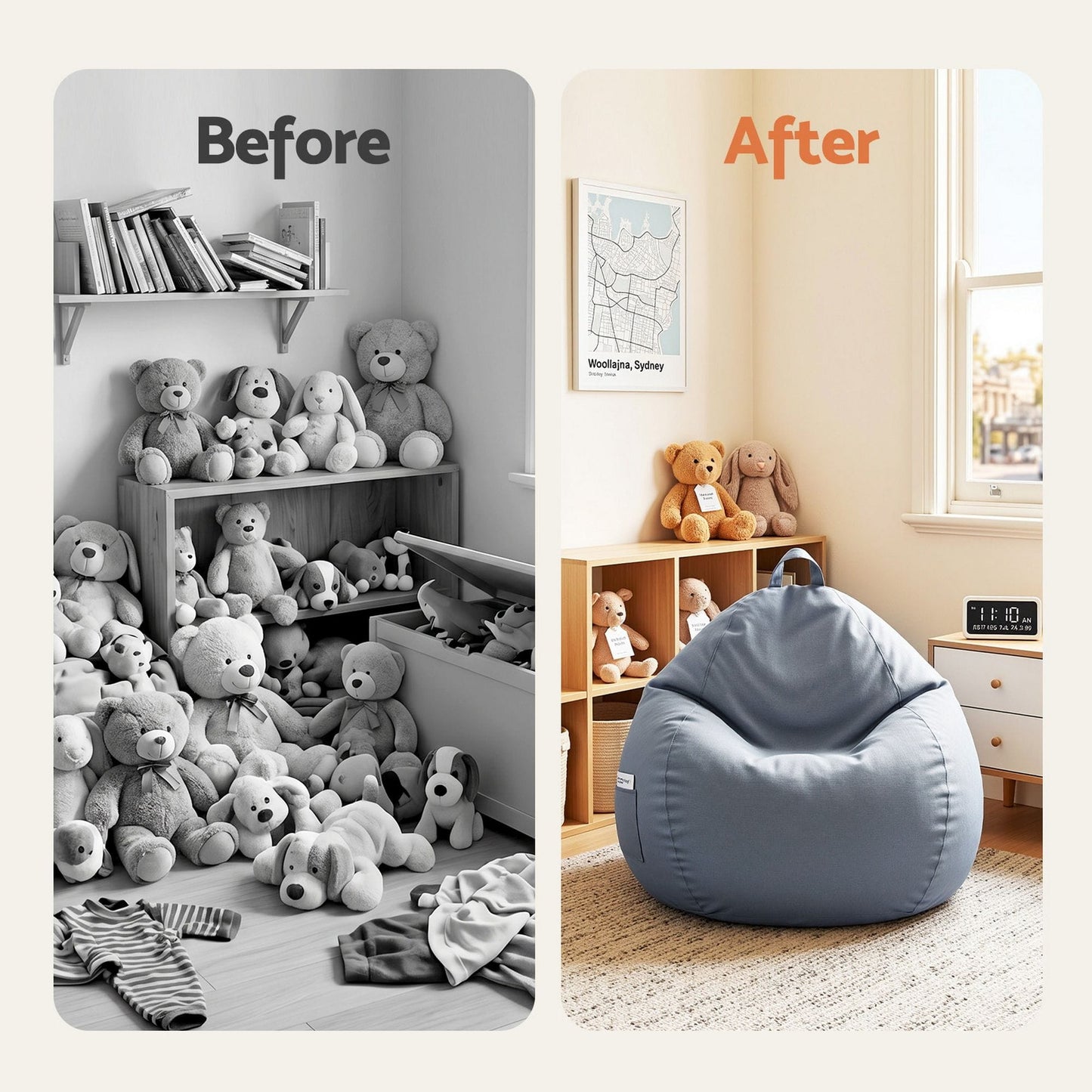 Alona.com.au Furniture > Sofas > Sofa Accessories Artiss Outdoor Bean Bag Chair Cover (No Filler) Splash-Proof Beanbag Sofacover for Adults Teens Kids Stuffable Bean Bag Cover for Patio Poolside Relaxing, Grey