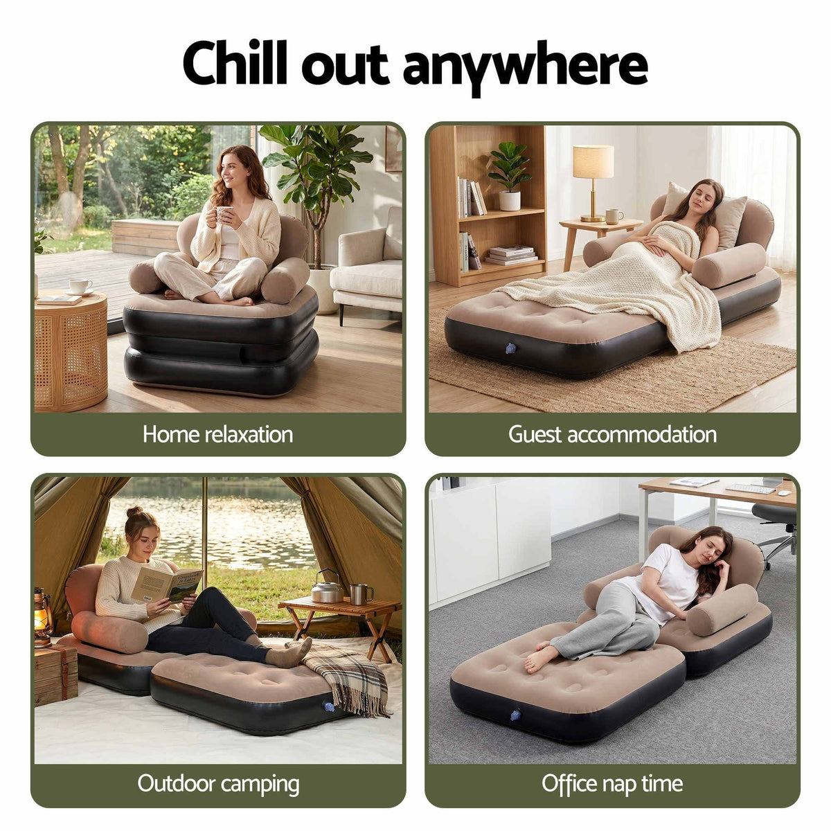 Alona.com.au Furniture > Sofas > Sofas & Sofa Beds Gardeon Inflatable Chair Sun Lounge Air Sofa Blow Up Air Chair for Camping with Pump