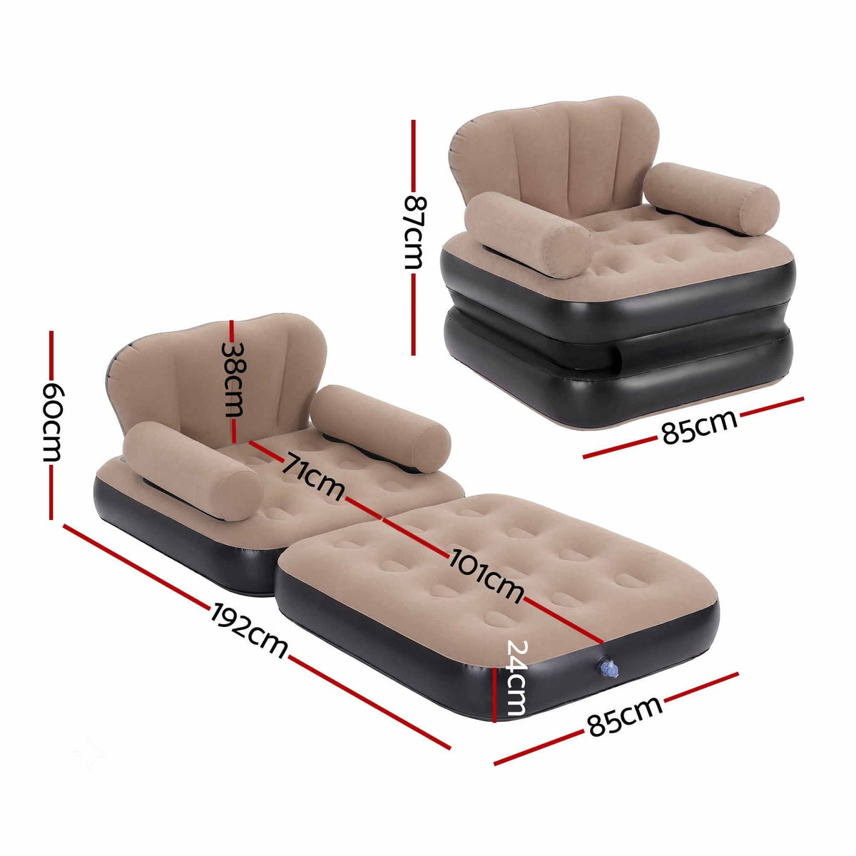 Alona.com.au Furniture > Sofas > Sofas & Sofa Beds Gardeon Inflatable Chair Sun Lounge Air Sofa Blow Up Air Chair for Camping with Pump