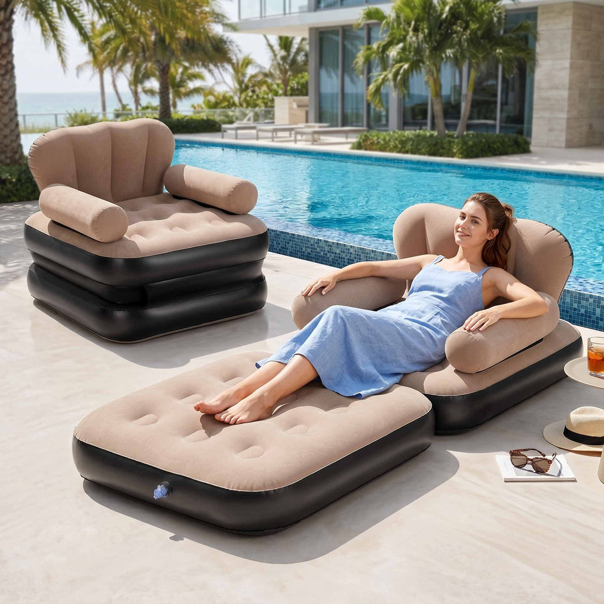 Alona.com.au Furniture > Sofas > Sofas & Sofa Beds Gardeon Inflatable Chair Sun Lounge Air Sofa Blow Up Air Chair for Camping with Pump