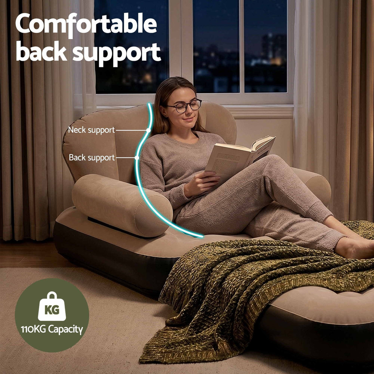 Alona.com.au Furniture > Sofas > Sofas & Sofa Beds Gardeon Inflatable Chair Sun Lounge Air Sofa Blow Up Air Chair for Camping with Pump