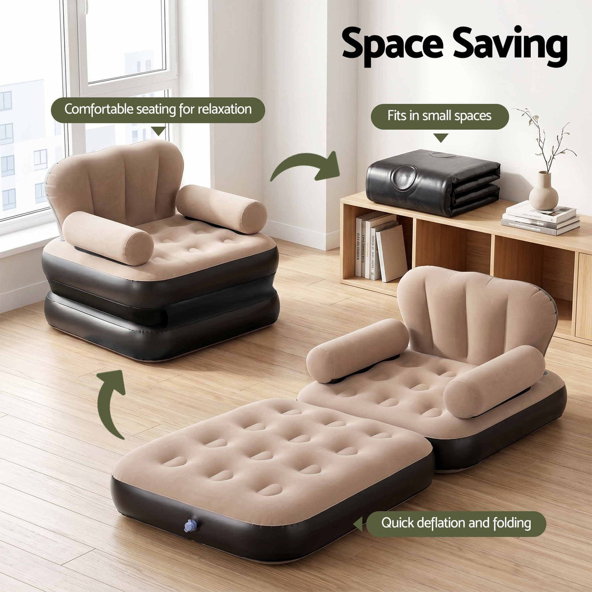 Alona.com.au Furniture > Sofas > Sofas & Sofa Beds Gardeon Inflatable Chair Sun Lounge Air Sofa Blow Up Air Chair for Camping with Pump