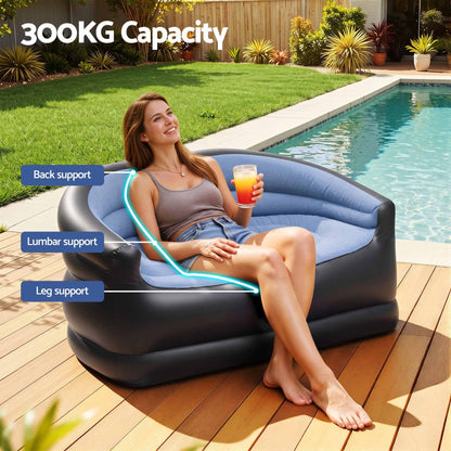 Alona.com.au Furniture > Sofas > Sofas & Sofa Beds Gardeon Outdoor Air Sofa Inflatable Couch Two-Seater Lounge Chair with Pump Blow Up Couches for Camping