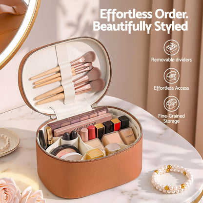 Alona.com.au Health & Beauty > Cosmetic Storage > Cosmetic & Toiletry Bags Embellir Makeup Case for Women Travel PU Cosmetic Organizer Brown
