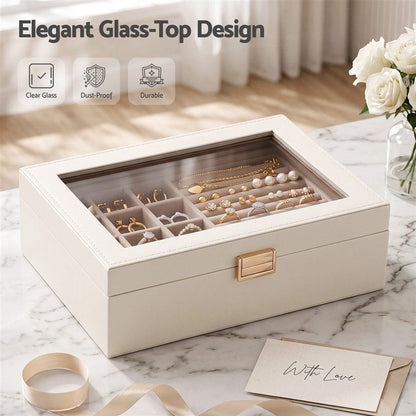 Alona.com.au Health & Beauty > Cosmetic Storage > Makeup Organisation & Storage Embellir 2 Layer Jewellery Box Organiser with Clear Lid White