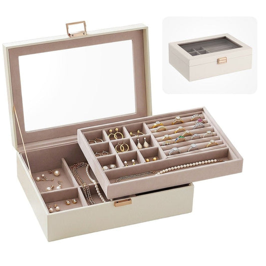 Alona.com.au Health & Beauty > Cosmetic Storage > Makeup Organisation & Storage Embellir 2 Layer Jewellery Box Organiser with Clear Lid White