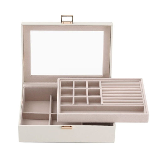 Alona.com.au Health & Beauty > Cosmetic Storage > Makeup Organisation & Storage Embellir 2 Layer Jewellery Box Organiser with Clear Lid White
