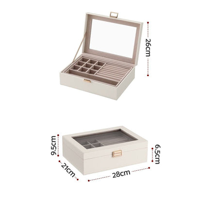 Alona.com.au Health & Beauty > Cosmetic Storage > Makeup Organisation & Storage Embellir 2 Layer Jewellery Box Organiser with Clear Lid White