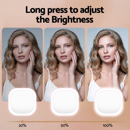 Alona.com.au Health & Beauty > Makeup > Makeup Mirrors Embellir LED Compact Mirror Lighted Travel Makeup Mirror Pocket-Sized 1x 10x Magnification Square Pink