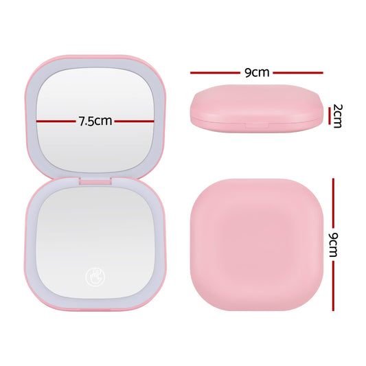 Alona.com.au Health & Beauty > Makeup > Makeup Mirrors Embellir LED Compact Mirror Lighted Travel Makeup Mirror Pocket-Sized 1x 10x Magnification Square Pink