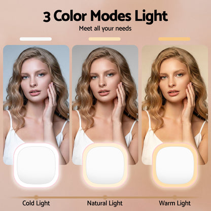 Alona.com.au Health & Beauty > Makeup > Makeup Mirrors Embellir LED Compact Mirror Lighted Travel Makeup Mirror Pocket-Sized 1x 10x Magnification Square Pink