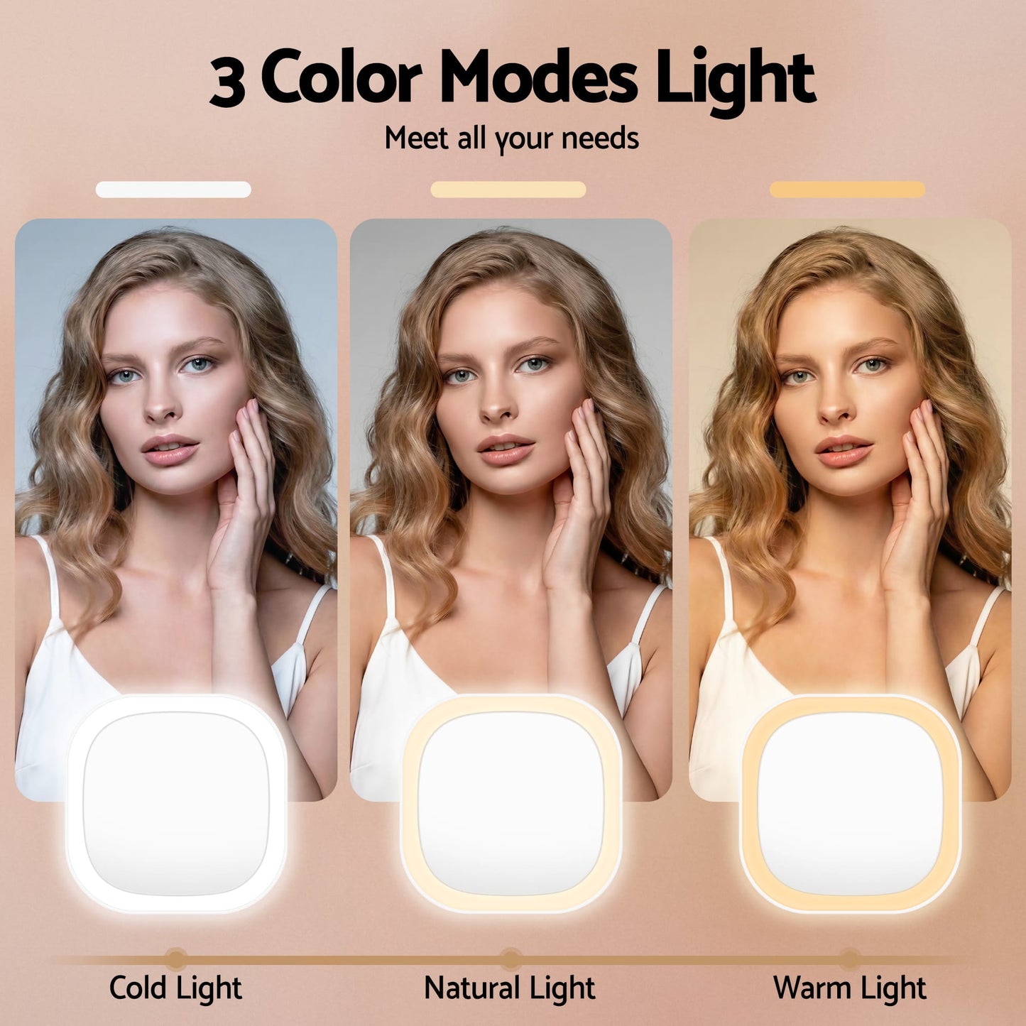 Alona.com.au Health & Beauty > Makeup > Makeup Mirrors Embellir LED Compact Mirror Lighted Travel Makeup Mirror Pocket-Sized 1x 10x Magnification Square White