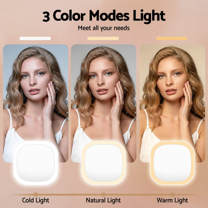 Alona.com.au Health & Beauty > Makeup > Makeup Mirrors Embellir LED Compact Mirror Lighted Travel Makeup Mirror Pocket-Sized 1x 10x Magnification Square White