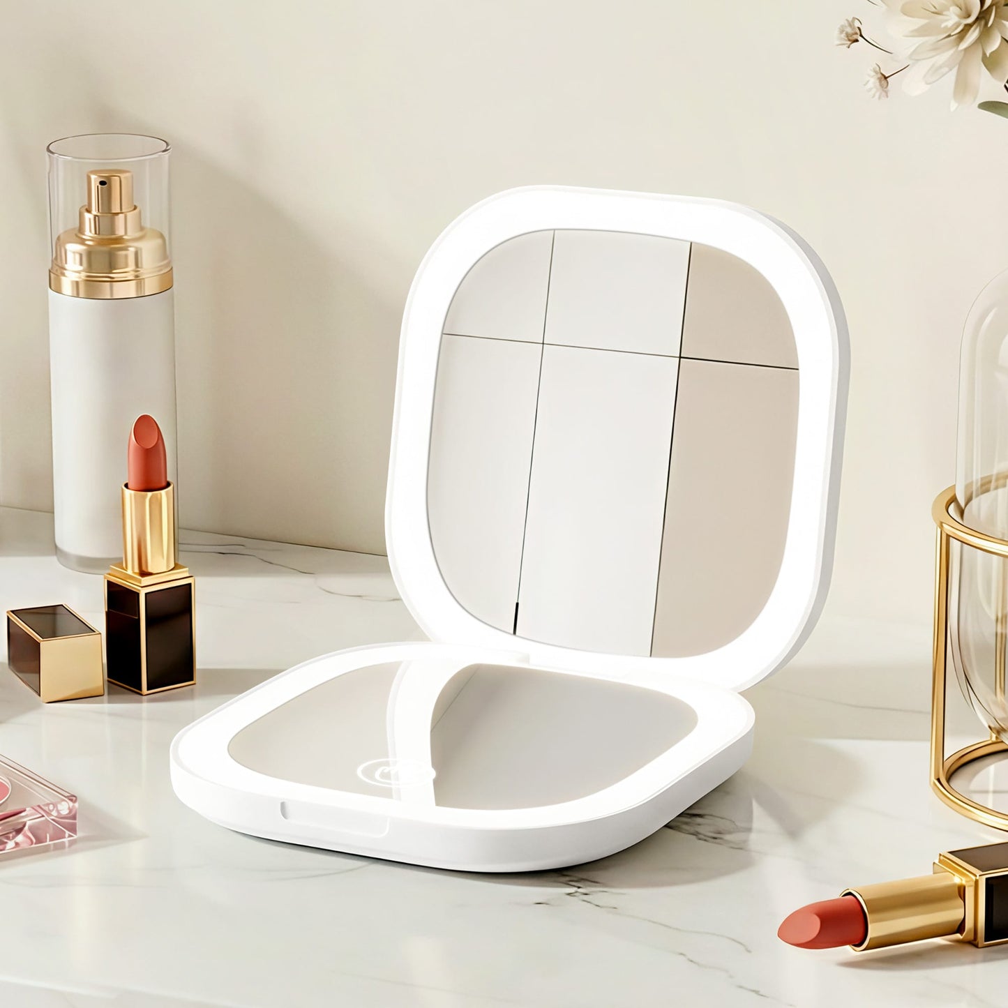 Alona.com.au Health & Beauty > Makeup > Makeup Mirrors Embellir LED Compact Mirror Lighted Travel Makeup Mirror Pocket-Sized 1x 10x Magnification Square White