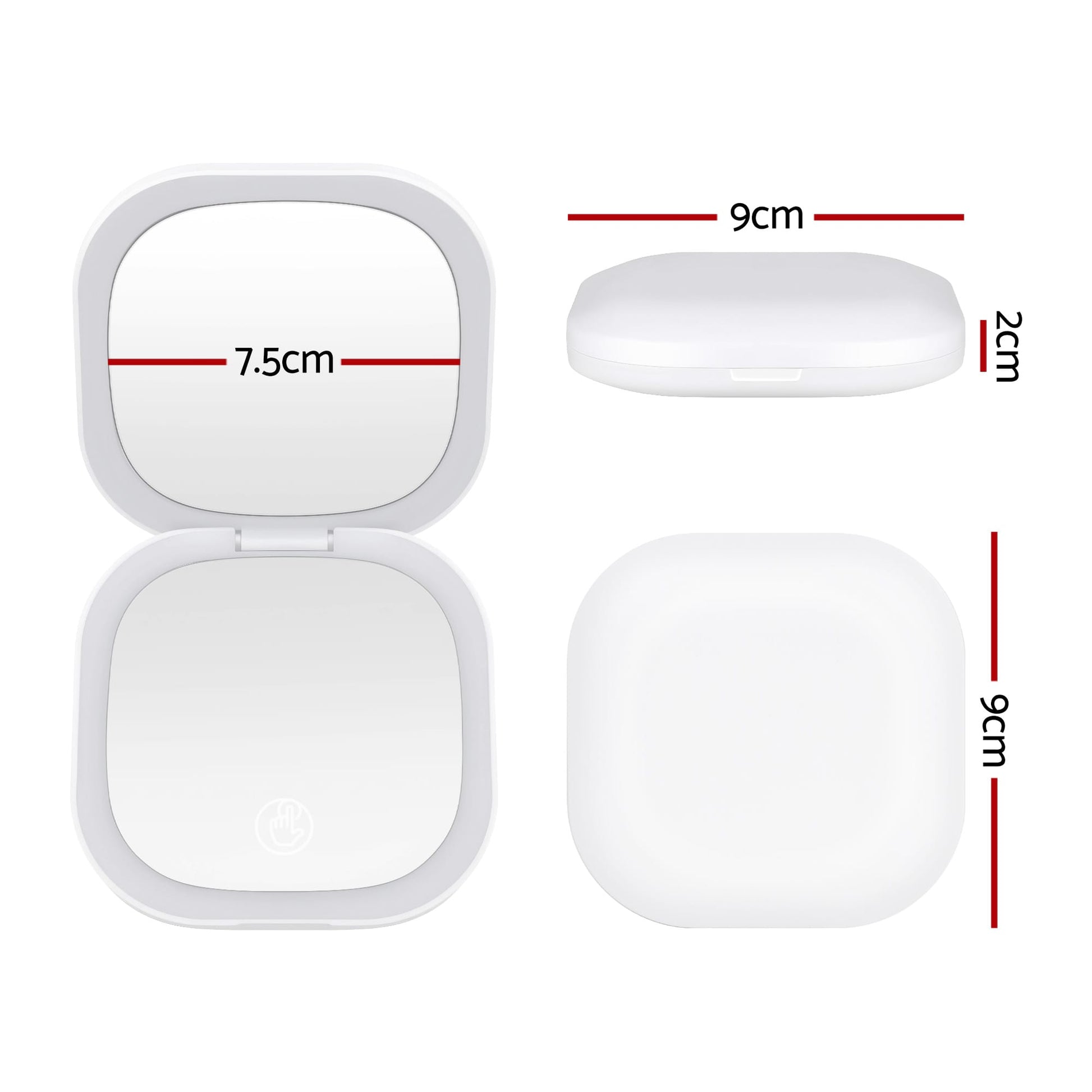 Alona.com.au Health & Beauty > Makeup > Makeup Mirrors Embellir LED Compact Mirror Lighted Travel Makeup Mirror Pocket-Sized 1x 10x Magnification Square White