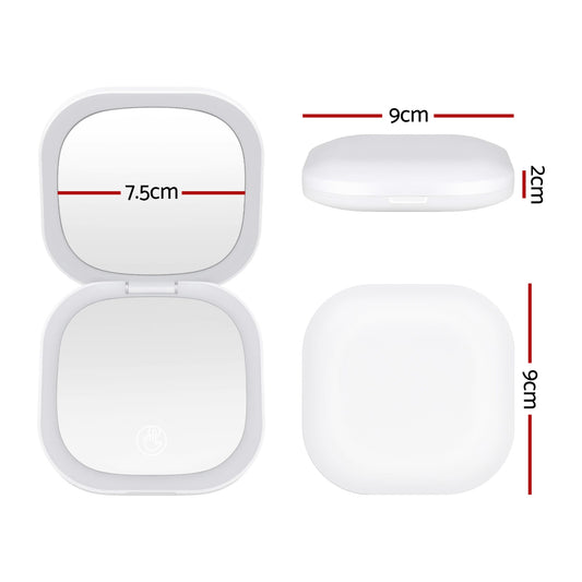 Alona.com.au Health & Beauty > Makeup > Makeup Mirrors Embellir LED Compact Mirror Lighted Travel Makeup Mirror Pocket-Sized 1x 10x Magnification Square White