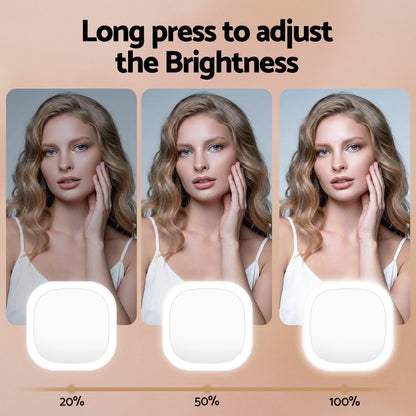 Alona.com.au Health & Beauty > Makeup > Makeup Mirrors Embellir LED Compact Mirror Lighted Travel Makeup Mirror Pocket-Sized 1x 10x Magnification Square White