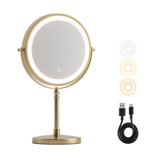 Alona.com.au Health & Beauty > Makeup > Makeup Mirrors Embellir Lighted Makeup Mirror Rotation 10X Magnifying Double Sided Tabletop Gold