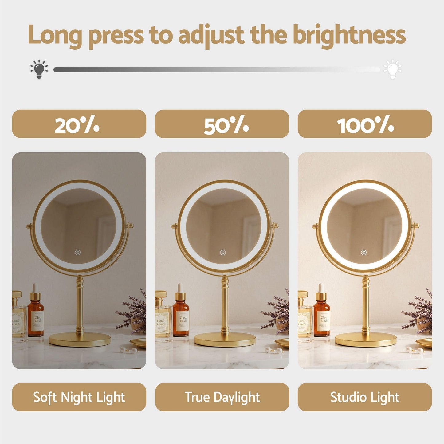 Alona.com.au Health & Beauty > Makeup > Makeup Mirrors Embellir Lighted Makeup Mirror Rotation 10X Magnifying Double Sided Tabletop Gold