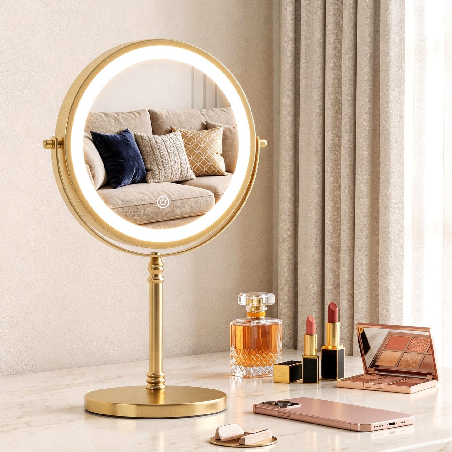 Alona.com.au Health & Beauty > Makeup > Makeup Mirrors Embellir Lighted Makeup Mirror Rotation 10X Magnifying Double Sided Tabletop Gold