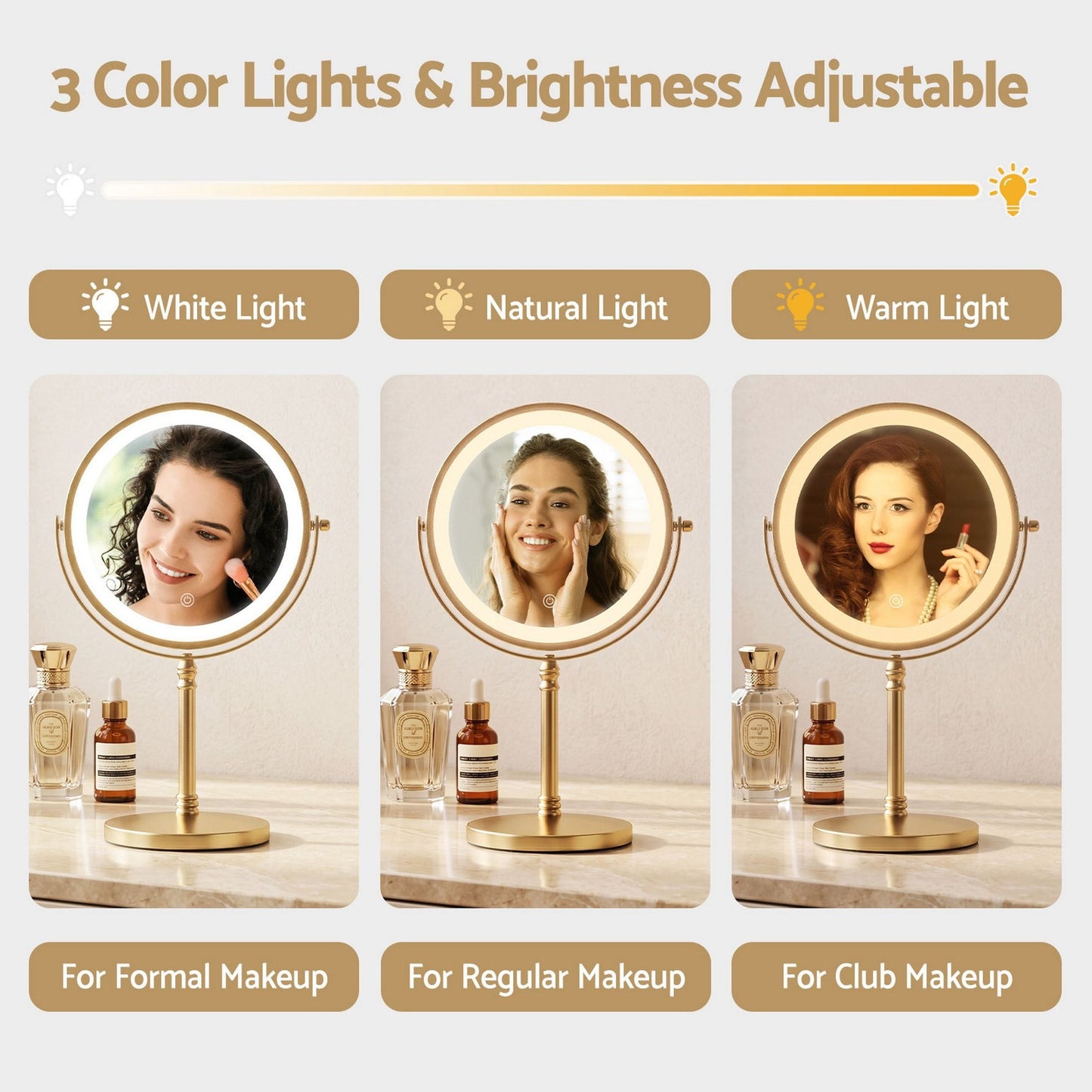 Alona.com.au Health & Beauty > Makeup > Makeup Mirrors Embellir Lighted Makeup Mirror Rotation 10X Magnifying Double Sided Tabletop Gold