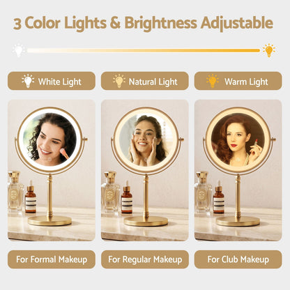 Alona.com.au Health & Beauty > Makeup > Makeup Mirrors Embellir Lighted Makeup Mirror Rotation 10X Magnifying Double Sided Tabletop Gold