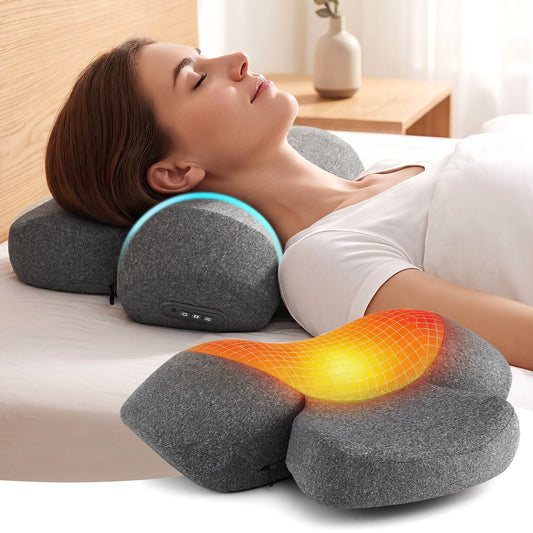 Alona.com.au Health & Beauty > Massage & Relaxation > Massagers Livemor 2-in-1 Neck Massager Pillow with Heat, Memory Foam Cervical Support for Relief, 3-Speed Vibration & 3-Level Thermal Therapy, Type-C Rechargeable Massage Pillow for Neck & Shoulder