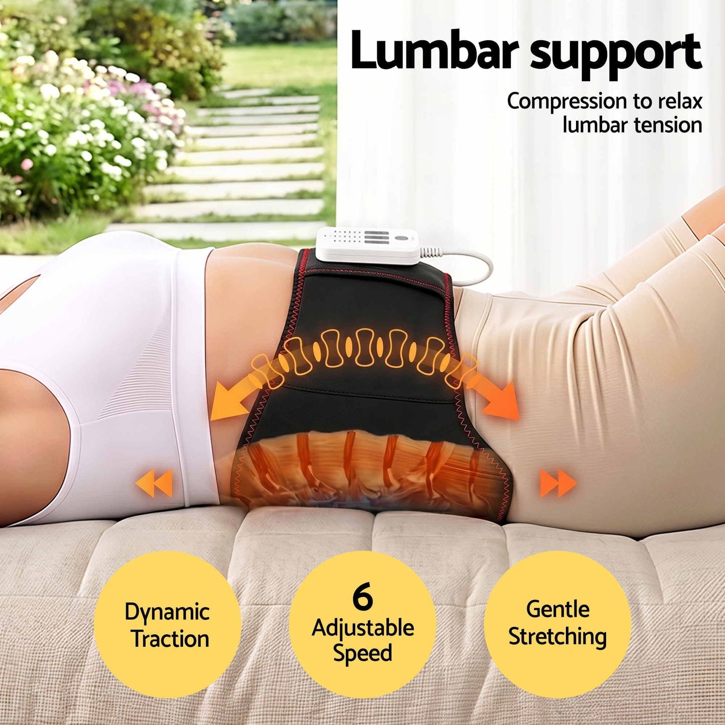 Alona.com.au Health & Beauty > Massage & Relaxation > Massagers Livemor Back Massager for Sciatica Relief, Airbag Traction and Heat Lumbar Support Belt, 124cm