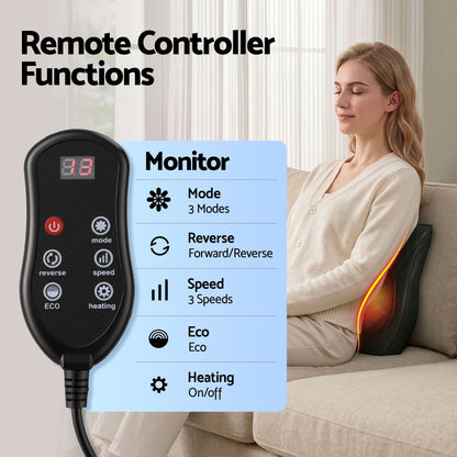 Alona.com.au Health & Beauty > Massage & Relaxation > Massagers Livemor Back Massager with Heat and Traction, Neck and Shoulder Massage Pillow, Ergonomic Backrest for Office Chair & Sofa, Lumbar Support Cushion with 2-Level Thermal Relief, 6 Modes for Cervical & Full Body Pain Relief, Large